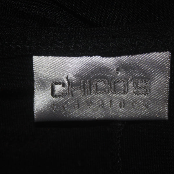 Chicos Dress Travelers Sz 3 Black Beaded V Neck Sleeveless Acetate Spandex Dress