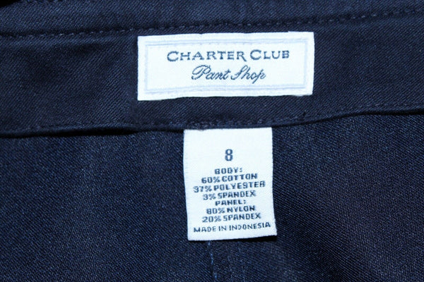 Charter Club Pant Shop Sz 8 Navy Cotton Poly Blend Unlined Trouser Pant