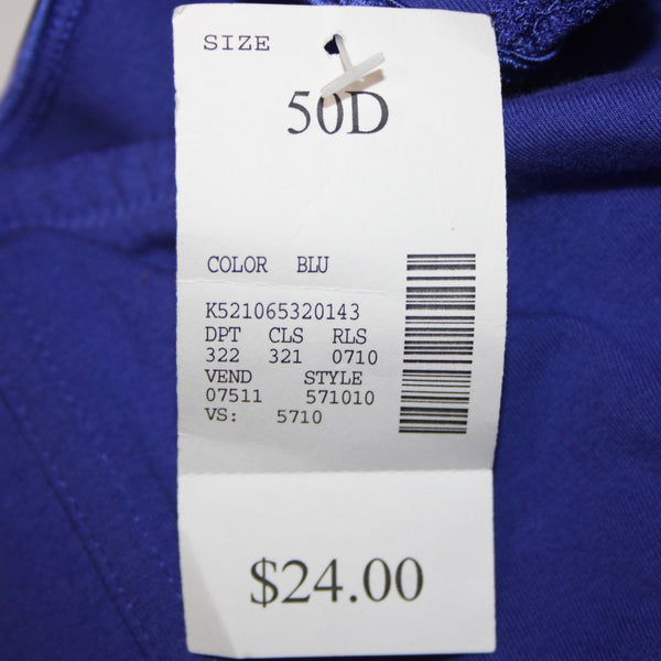 Serenada Bra NEW $24 Sz 50D Royal Blue Unpadded Wired Cotton Spandex Bra