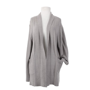 Rachel Zoe NEW Sz L Stone Gray Patch Pockets Nylon Blend Cozy Cardigan Jacket