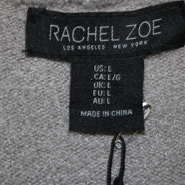 Rachel Zoe NEW Sz L Stone Gray Patch Pockets Nylon Blend Cozy Cardigan Jacket