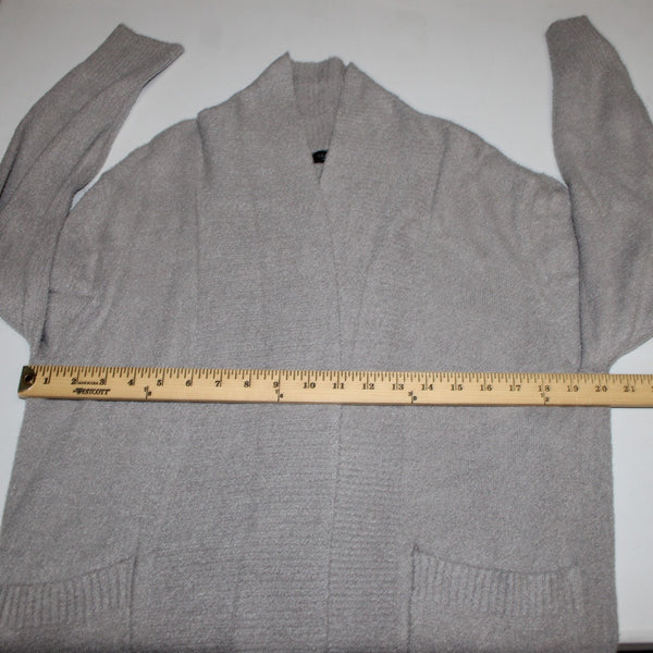 Rachel Zoe NEW Sz L Stone Gray Patch Pockets Nylon Blend Cozy Cardigan Jacket