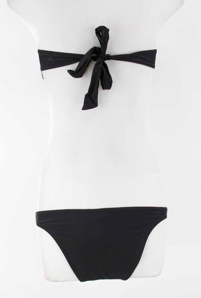 Fashion New Sz S Black Gold White Strapless Embellished Bikini Bathing Suit