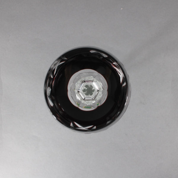 Laubitzer Bohemian Wine Glass Purple Mouth Blown Hand Cut 8" Wine Glass