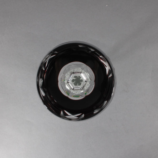 Laubitzer Bohemian Wine Glass Purple Mouth Blown Hand Cut 8" Wine Glass