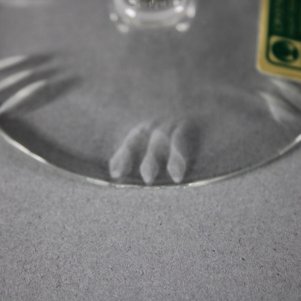 Laubitzer Bohemian Wine Glass Purple Mouth Blown Hand Cut 8" Wine Glass