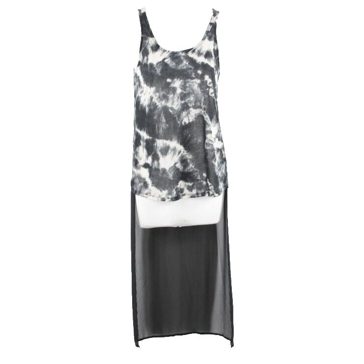 Express Sz XS Black Gray Ivory Hi Extra Long Lo Side Split 100% Poly Top