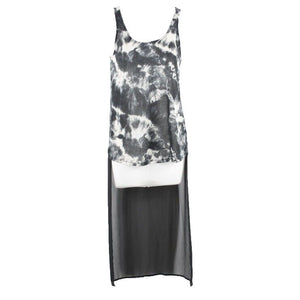 Express Sz XS Black Gray Ivory Hi Extra Long Lo Side Split 100% Poly Top