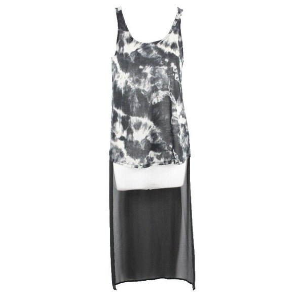 Express Sz XS Black Gray Ivory Hi Extra Long Lo Side Split 100% Poly Top