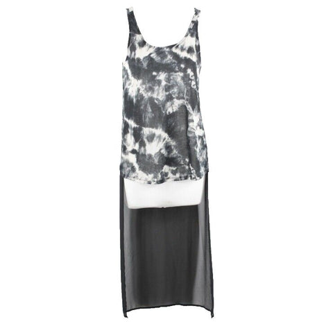 Express Sz XS Black Gray Ivory Hi Extra Long Lo Side Split 100% Poly Top