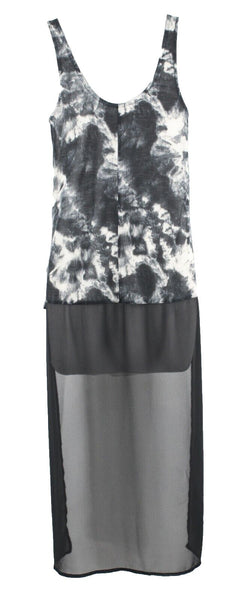Express Sz XS Black Gray Ivory Hi Extra Long Lo Side Split 100% Poly Top