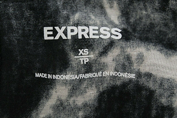 Express Sz XS Black Gray Ivory Hi Extra Long Lo Side Split 100% Poly Top