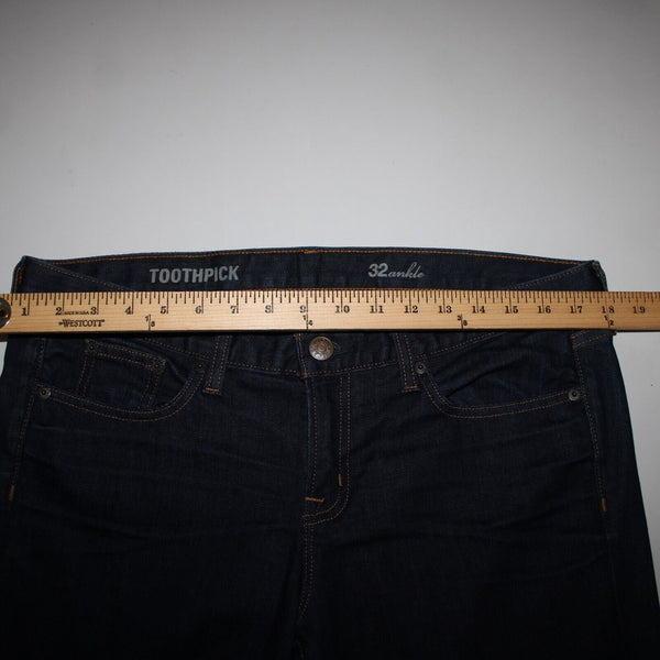 J Crew NEW Toothpick Sz 32 x 28.5 Drk Blue Denim Ankle Cotton Spandex Jeans