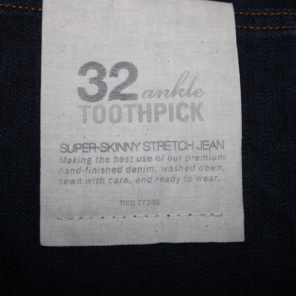 J Crew NEW Toothpick Sz 32 x 28.5 Drk Blue Denim Ankle Cotton Spandex Jeans