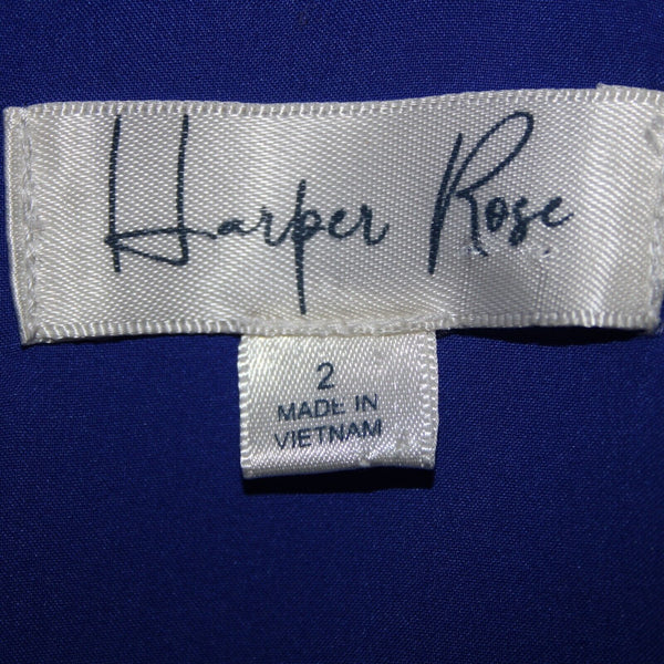 Harper Rose Sz 2 Royal Blue V Neck Bodycon Lined Polyester Spandex Dress