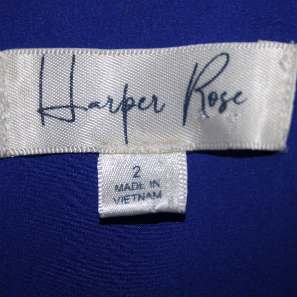Harper Rose Sz 2 Royal Blue V Neck Bodycon Lined Polyester Spandex Dress