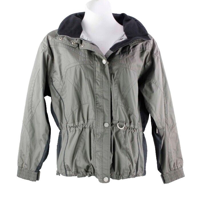 Marker Sz 14 Black Gray Drawstring Waist Hidden Hood Polyester Jacket Coat