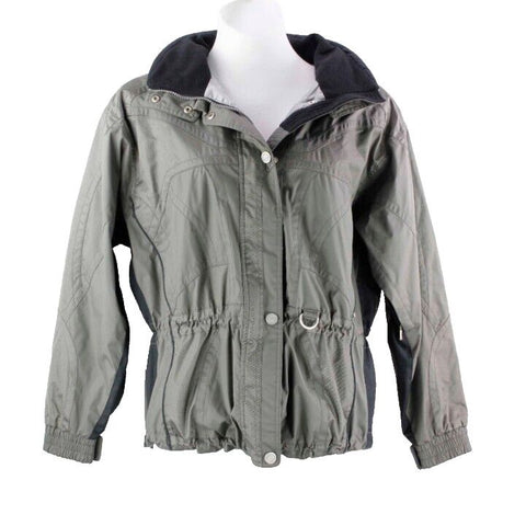 Marker Sz 14 Black Gray Drawstring Waist Hidden Hood Polyester Jacket Coat
