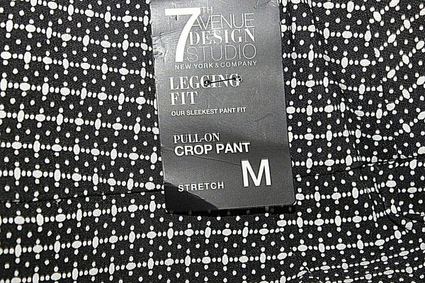 NY&C NEW $47 M x 24 Black White Pull On Cuffed Rayon Blnd Legging Fit Pant