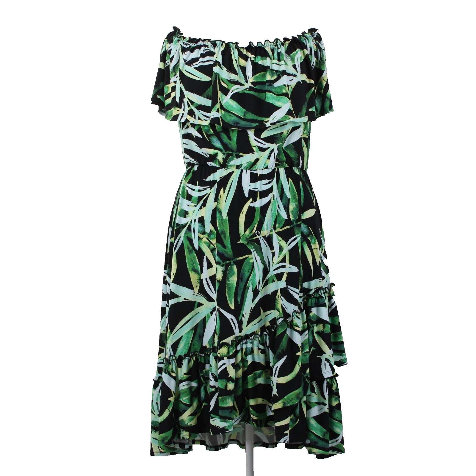 Joseph Ribkoff Dress NEW Sz 20 Black Green Multi Color Off Shoulders Poly Dress