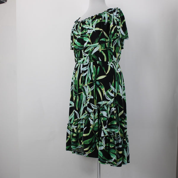 Joseph Ribkoff Dress NEW Sz 20 Black Green Multi Color Off Shoulders Poly Dress