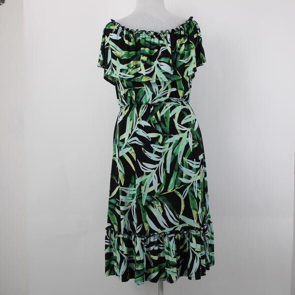 Joseph Ribkoff Dress NEW Sz 20 Black Green Multi Color Off Shoulders Poly Dress
