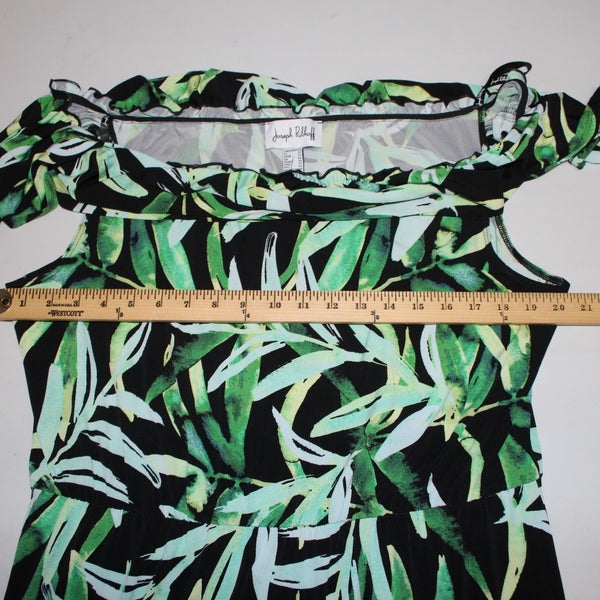 Joseph Ribkoff Dress NEW Sz 20 Black Green Multi Color Off Shoulders Poly Dress
