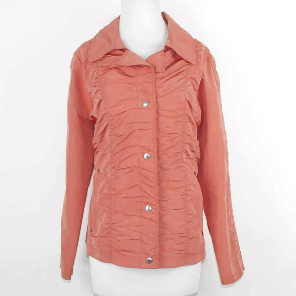 Zenergy Sz 2 Dusty Orange Ruched All Over Polyester Blend Snap Front Jacket