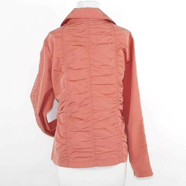 Zenergy Sz 2 Dusty Orange Ruched All Over Polyester Blend Snap Front Jacket