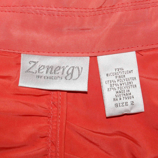 Zenergy Sz 2 Dusty Orange Ruched All Over Polyester Blend Snap Front Jacket