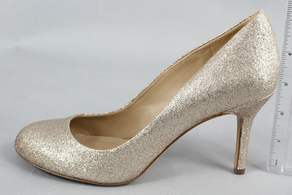 Vince Camuto Sz 6 Gold Glitter Round Toe 3.5" Heels