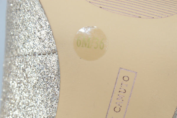 Vince Camuto Sz 6 Gold Glitter Round Toe 3.5" Heels