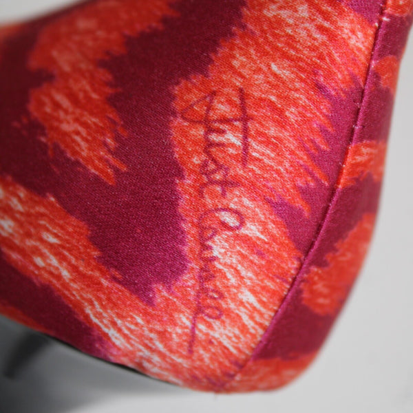 Just Cavalli Sz 39 Purple Red Black Animal Print Satin Upper Leather 3.5" Heels