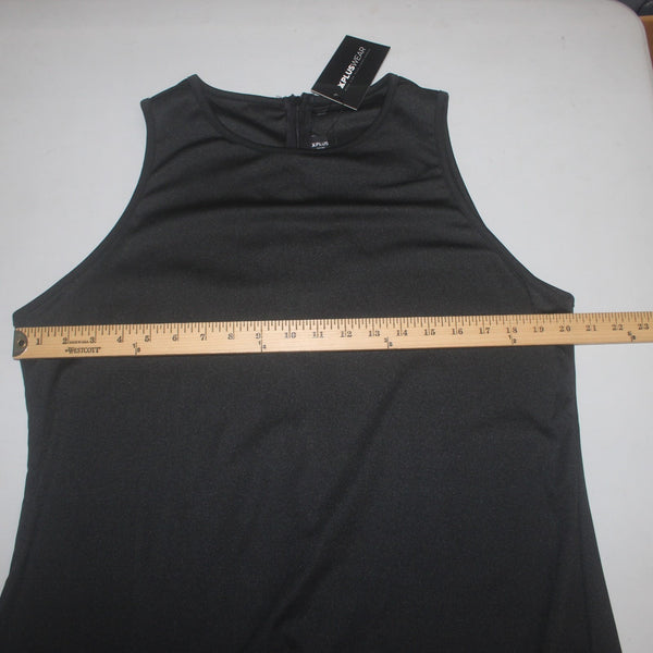 X  Plus Dress NEW Sz XL Black Sleeveless Feathered Bottom Cotton Polyester Dress
