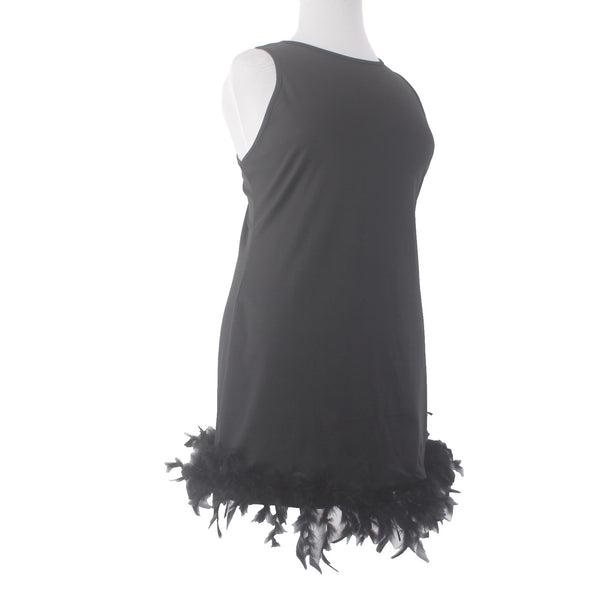 X  Plus Dress NEW Sz XL Black Sleeveless Feathered Bottom Cotton Polyester Dress