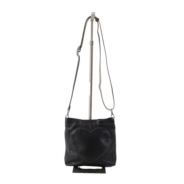 Brighton Purse 8 x 8 x 1 Black Silver Hardware White Stitching Leather Xbody