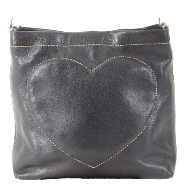 Brighton Purse 8 x 8 x 1 Black Silver Hardware White Stitching Leather Xbody