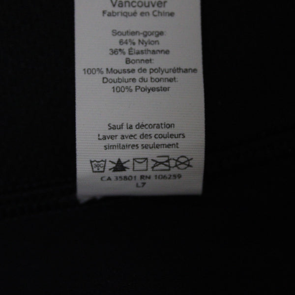 Lululemon Sz 34C Black Wireless Nylon Blend Active Wear Hook Eye Strap Bra