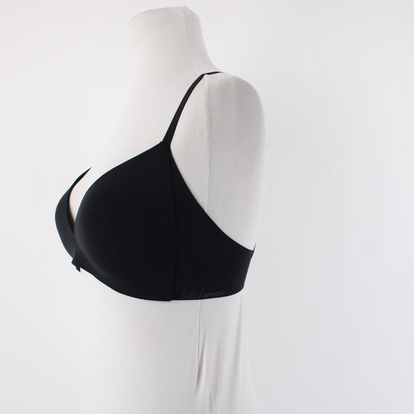 Lululemon Sz 34C Black Wireless Nylon Blend Active Wear Hook Eye Strap Bra