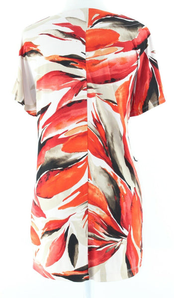 Dana Buchman Sz S Tan Orange Red Multi Polyester Spandex Knit Top