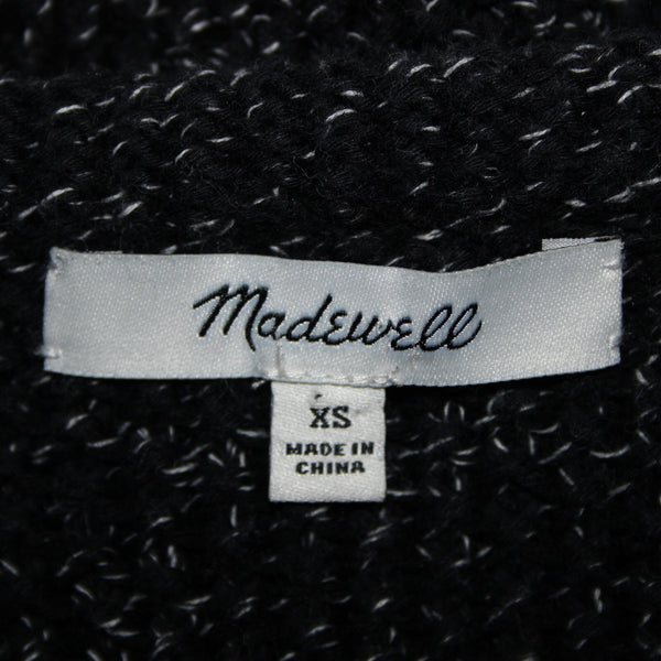 Madewell Sz XS Black Gray Heathered Fringed Heavy 100% Cotton Knit Jacket
