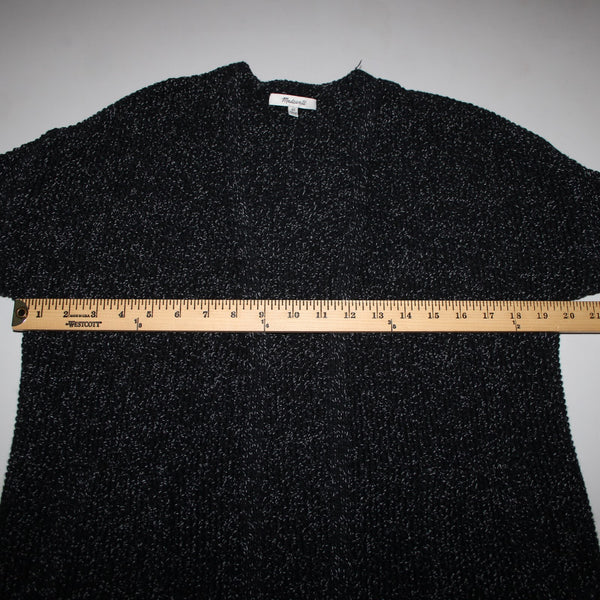 Madewell Sz XS Black Gray Heathered Fringed Heavy 100% Cotton Knit Jacket