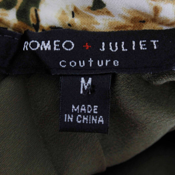 Romeo Juliet Couture Sz M Olive Tan Floral Open Back 100% Polyester Dress