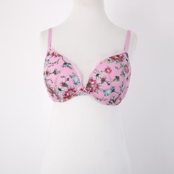 Victorias Secret Bra NEW $96 Sz 34DD Pink Multi Color Floral Padded Poly Bra