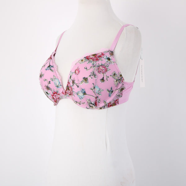 Victorias Secret Bra NEW $96 Sz 34DD Pink Multi Color Floral Padded Poly Bra