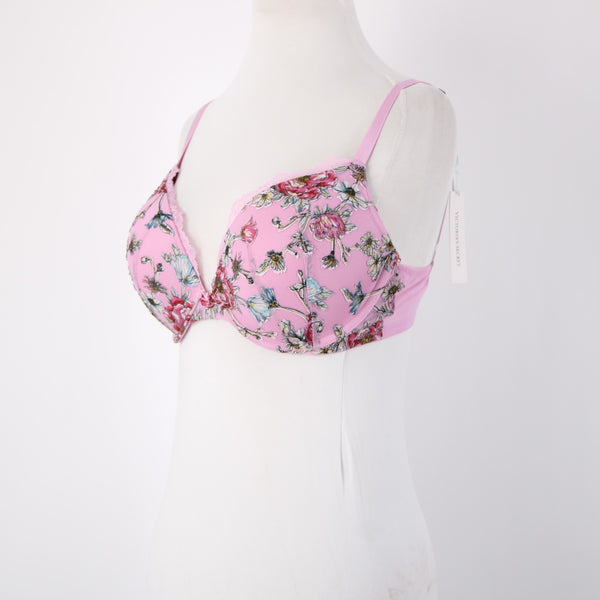 Victorias Secret Bra NEW $96 Sz 34DD Pink Multi Color Floral Padded Poly Bra