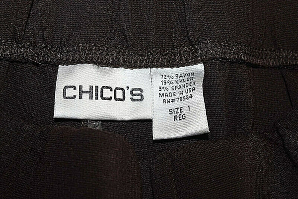 Chicos Sz 1 x 33 Brown Pull On Rayon Nylon Spandex Pant
