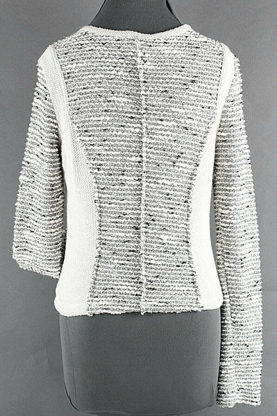 Drew Sz S Ivory Multi Nubby Zip Front Cotton Blend Sweater Knit Blazer Jacket