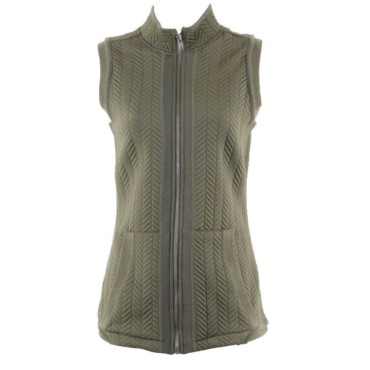 Baccini M Olive Quilted Zip Front Polyester Spandex Vest