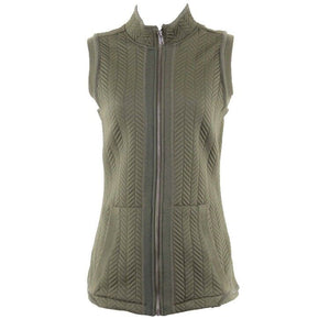 Baccini M Olive Quilted Zip Front Polyester Spandex Vest